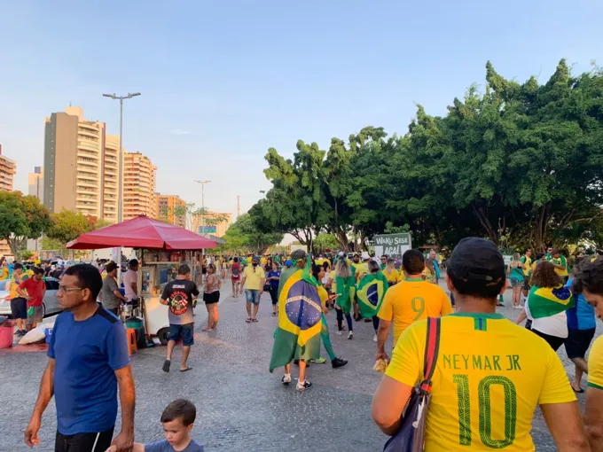A grande maioria dos manifestantes não utilizava máscara durante o ato, desrespeitando as normas da Organização Mundial da Saúde, assim como decretos estaduais e municipais. | Foto: Lucas Henrique